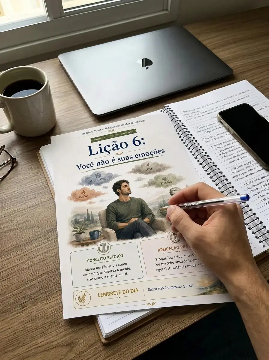 Leitor aplicando as lições do Estoico Diário
