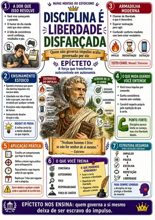 Mapa mental: Disciplina é liberdade disfarçada — Epicteto